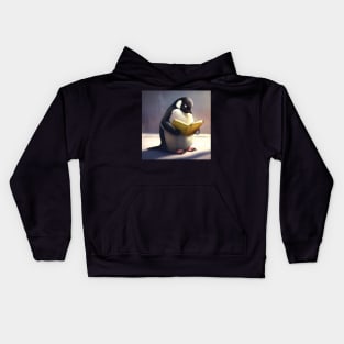 Penguin Peacefully Reading a Book Kids Hoodie